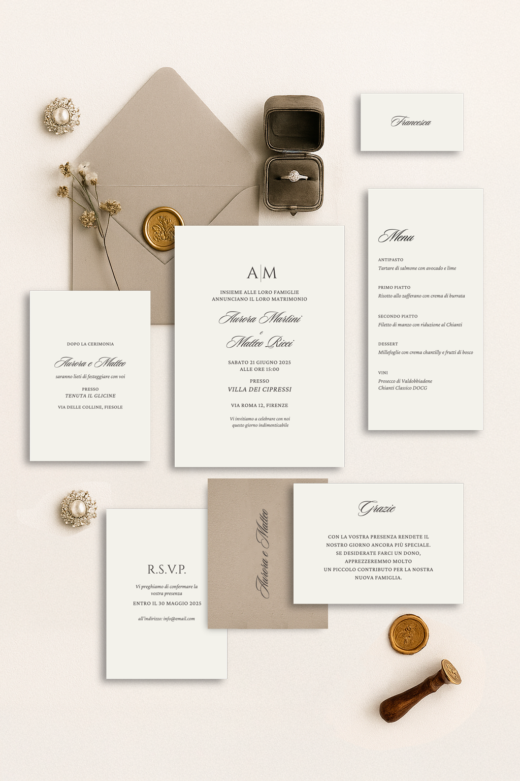 Partecipazioni di matrimonio digitali — Collezione Black Tie