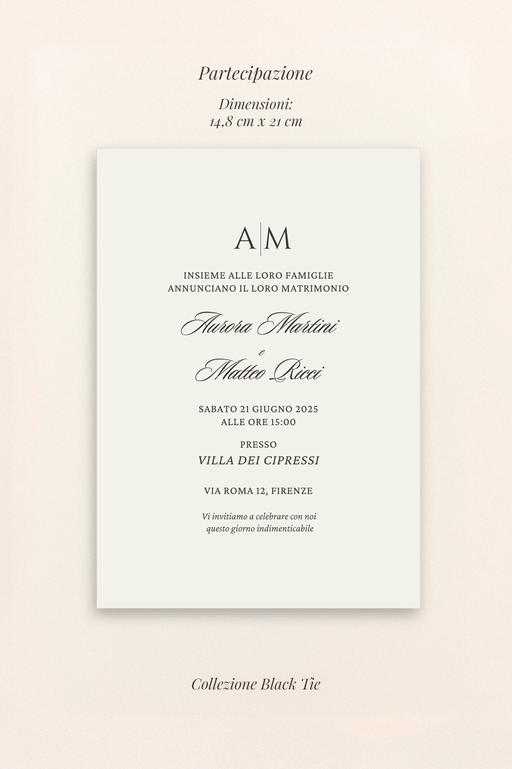 Partecipazioni di matrimonio digitali — Collezione Black Tie