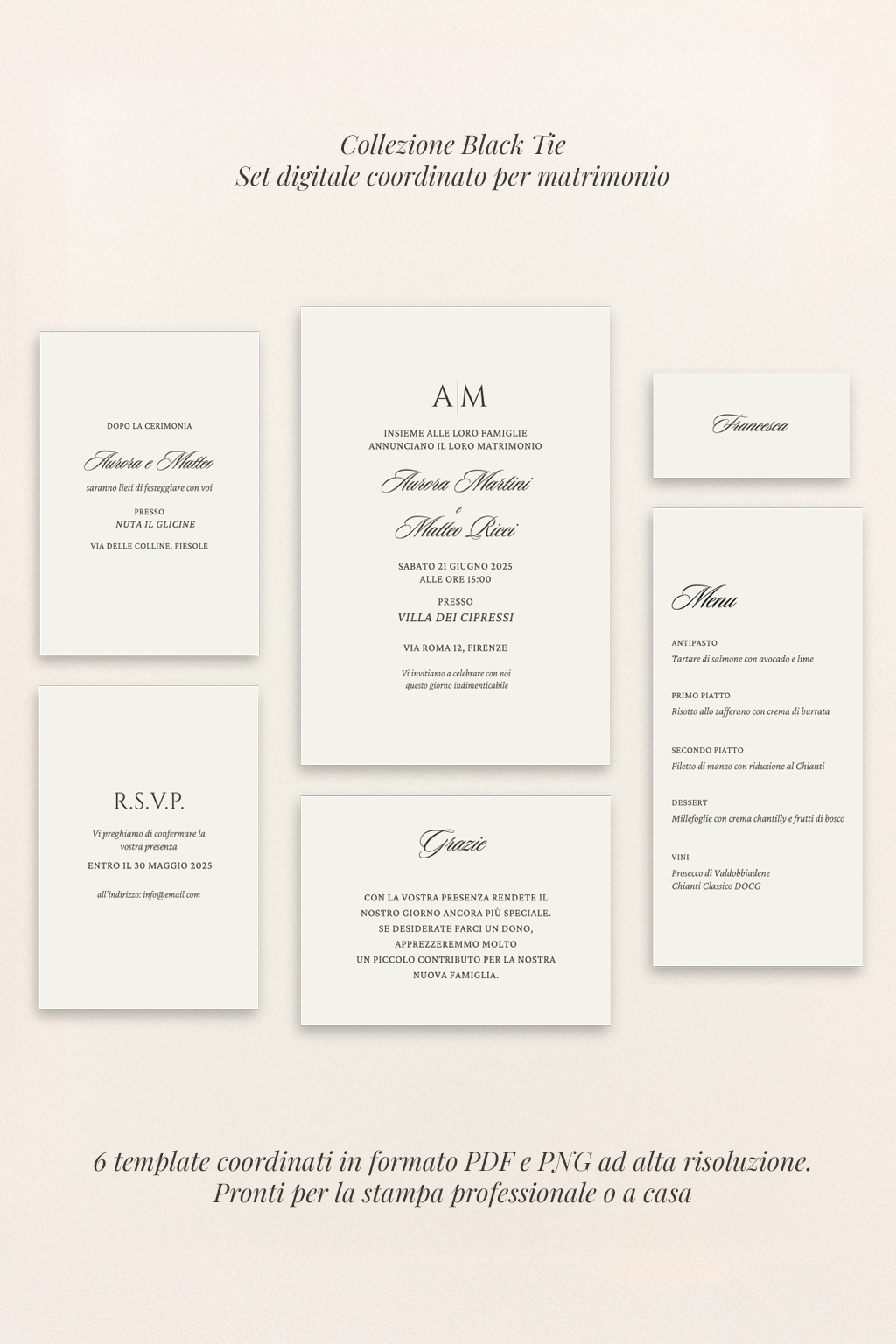 Partecipazioni di matrimonio digitali — Collezione Black Tie